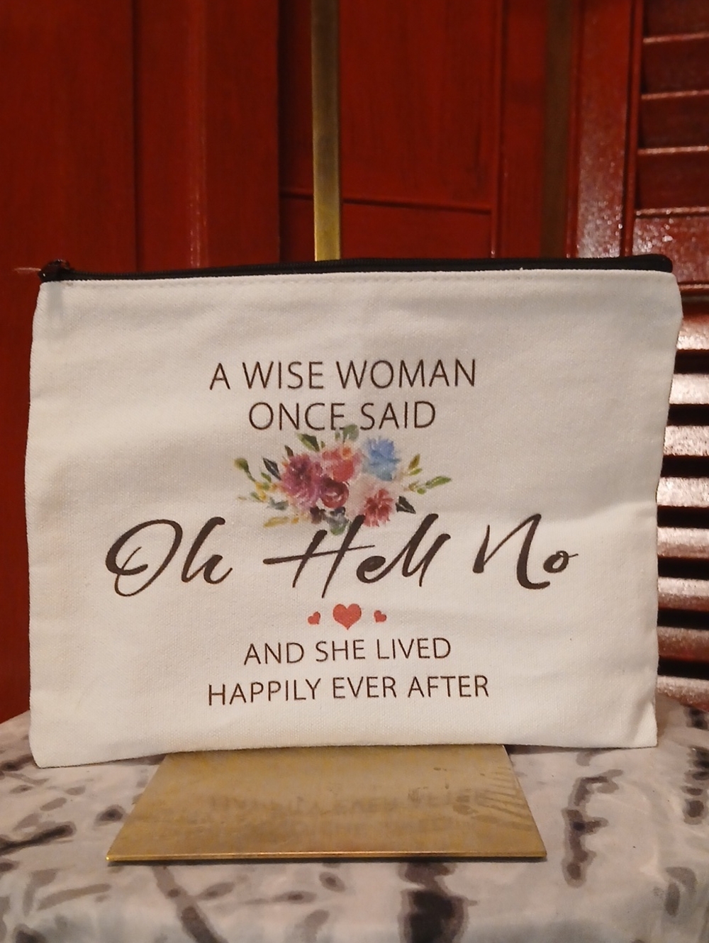 Oh Hell No Floral Canvas Pouch - White